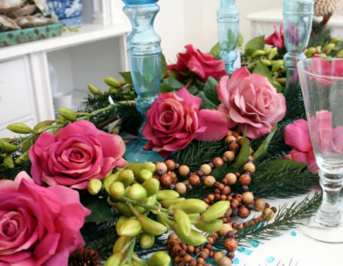 Centro de mesa com rosas