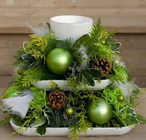 Centro de mesa em tons verdes