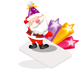 Pai Natal pinta desenhos nas estrelas