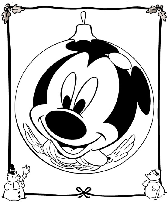 Mickey apreciando os enfeites da arvore